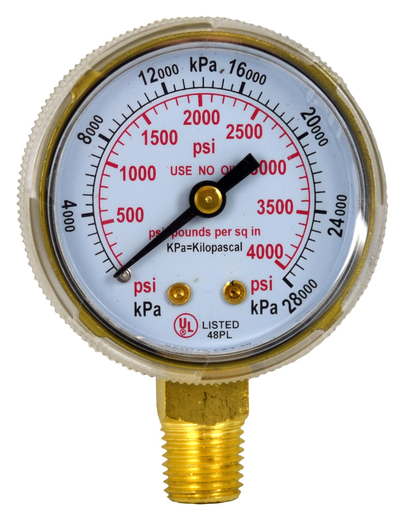 pressure gauge, 2in X 4000 psi 0.25in 18 NPT